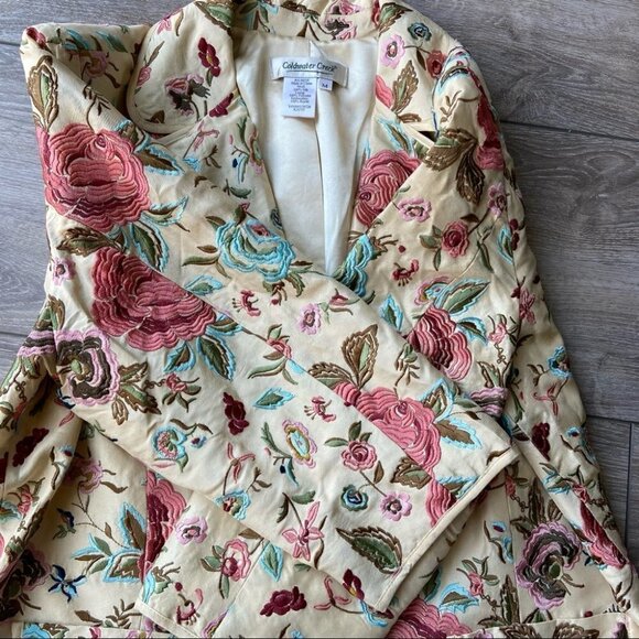 Vintage Coldwater  Creek Silk Floral Embroidery Blazer - Picture 10 of 16